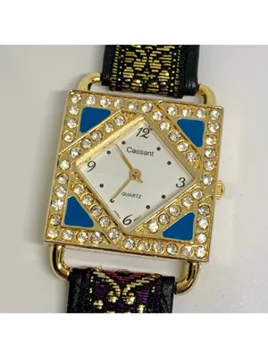 Vintage Cassant gold tone women’s watch 29mm quartz rhinestones running thumbnail 3