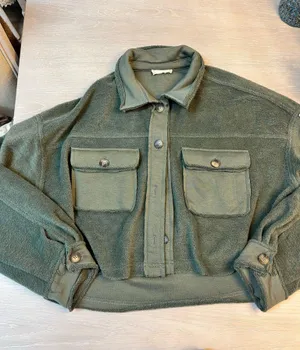 Altar'd State Olive Green Fleece Jacket thumbnail 1