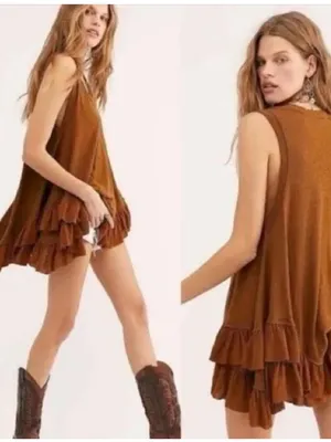 Free People We the Free Shimmy‎ Flowy Sasha Swing Oversize Tank Top W2516 Sz M thumbnail 2