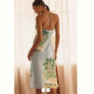 By Anthropologie Sleeveless Silky Slip Midi Dress thumbnail 2