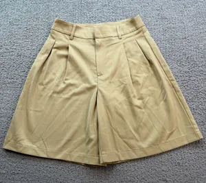 Forever 21 Khaki Tan Pleated High Waisted Tailored Shorts Women Size Small NEW thumbnail 1