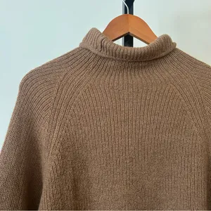 Reformation 100% Alpaca Turtleneck Sweater‎ Ribbed Oversized Tan Brown Size XS thumbnail 2