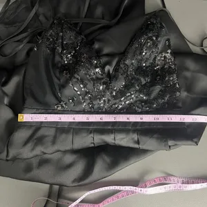 Love Couture Halter Beaded Babydoll Black Maxi Dress Size XS thumbnail 14