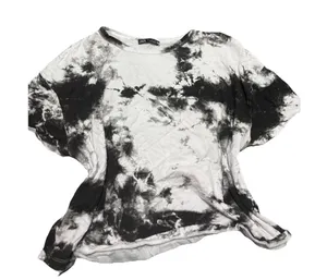 Zara Womens Large Black White Tie Dye Marble Print Short‎ Sleeve T Shirt Top thumbnail 1