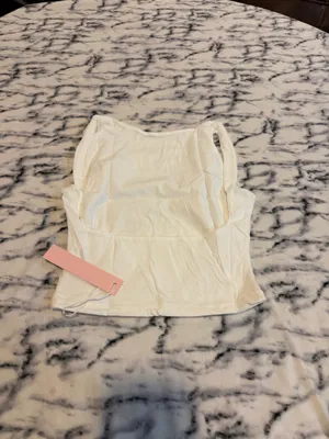 QINSEN Women's Sexy Open Back Sleeveless Crop Tank High Neck Slim Fit Cropped Tee Shirt Y2k Tops Size S . NWT thumbnail 7