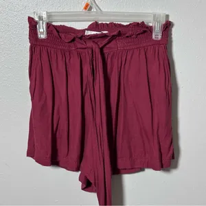Hollister Women Red Elastic‎ Ultra High-rise Shorts Size Small. thumbnail 2