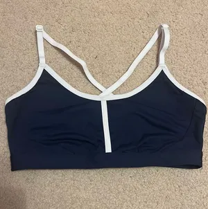 All in motion navy blue and white sports bra thumbnail 1