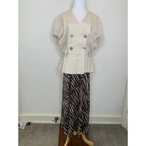Studio I Mixed Print Safari Style Dress Zebra Print Skirt Sz Medium / Large thumbnail 2