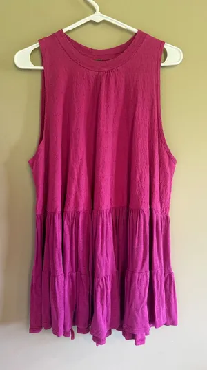 Free‎ People Magenta Pink Tiered Babydoll Tunic Top Sleeveless Open Back Small thumbnail 1