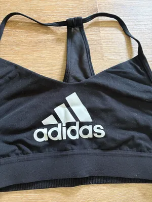 Adidas Black Sports Bra with White Logo thumbnail 2