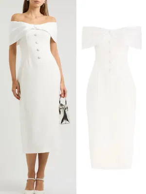 ODD MUSE The Ultimate Muse Bow Midi Dress In White, S thumbnail 2