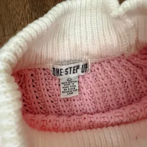 VTG One Step Up Pastel Rainbow Striped Mock Neck Chunky Knit Sweater L Pink Teal thumbnail 3