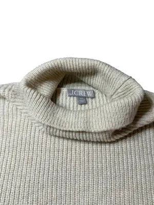 J. Crew XXL Beige Wool Blend Ribbed Turtleneck Puff Balloon Sleeve Sweater thumbnail 2