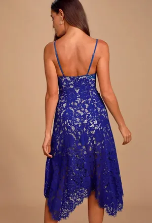 Lulus Royal Blue Lace Dress thumbnail 3