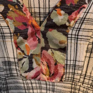 By Anthropologie Darlene Peasant Blouse Top Medium Plaid Floral Gauzy Medium thumbnail 3