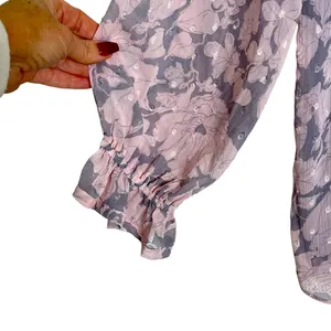 LoveStitch Pink and Grey Floral Sheer Blouse L thumbnail 9