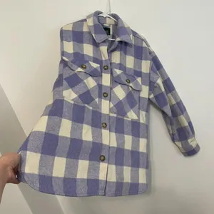 WILD FABLE Lilac Lavender Purple Cream Ivory Plaid Oversized Fit Shacket Jacket thumbnail 11