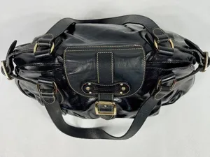 Longchamp Black Patent Leather Dual Handle Satchel Shoulder Bag thumbnail 6