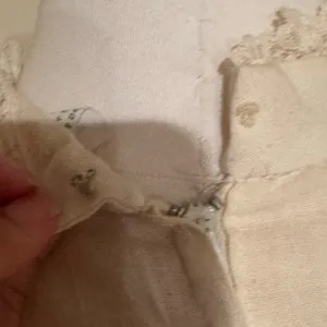 1970’s Prairie-Style Delicate Vintage Cream Puff Sleeves high neck bodice, waist thumbnail 15