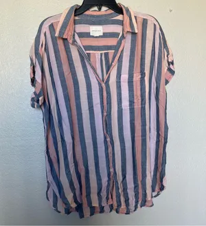 American Eagle striped button down shirt SZ L thumbnail 1