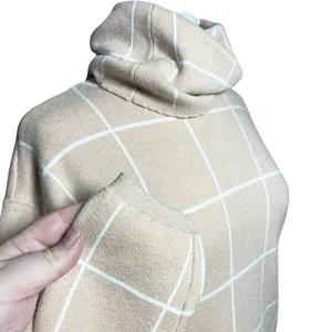 GOODNIGHT MACAROON Tan Checked Turtleneck Pullover Sweater Dress thumbnail 2