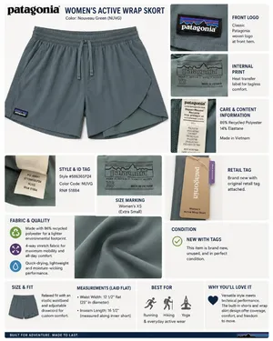 861 Patagonia Fleetwith Wrap Skort Extra Small Nouveau Green thumbnail 10