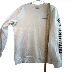 Columbia Sweatshirt Mens Medium White Logo Sleeve Graphic Fleece Pullover AM0954 thumbnail 7