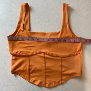 Live In the Moment Orange Crop Tank Top Size M Corset Seam Y2K thumbnail 5