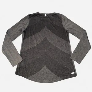 Danskin Gray Breathable Long Sleeve Workout Top with Chevron Back Design, Large thumbnail 6