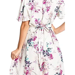 NEW Lovestitch floral midi dress SMALL short flutter sleeves Pockets pink thumbnail 4