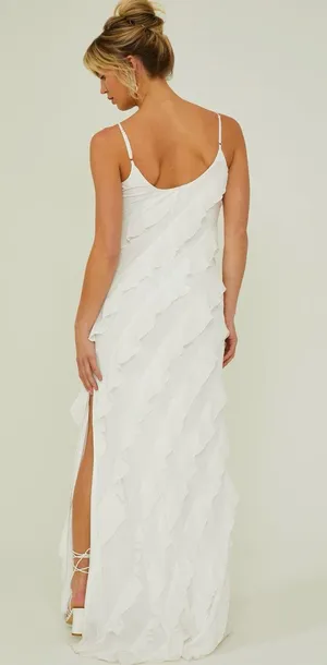 Altar'd State White Ruffle Maxi Dress thumbnail 3