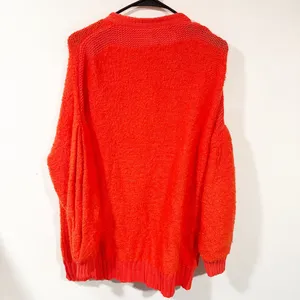 Free People Snow‎ Drop Over Sized Cardigan Orange V Neck Sweater Size Small thumbnail 8