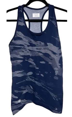 Athleta Camo Speedlight Tank‎ Top Navy Blue Camouflage Workout Yoga Size Small thumbnail 1
