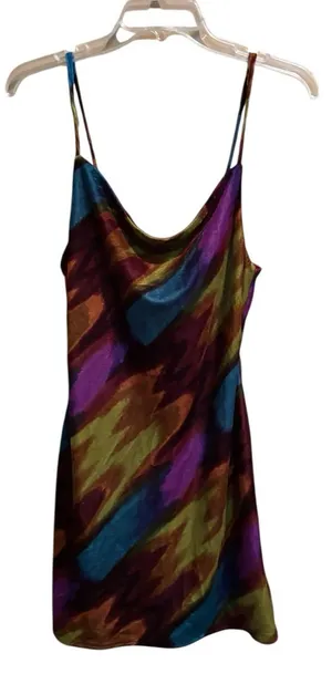 Urban Outfitters‎ Velvet Slip Dress Size Small Multicolor Abstract Print thumbnail 1