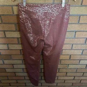 Sweaty Betty Disco Silver Metallic Foil Athletic Leggings SB6102 Size Medium thumbnail 4