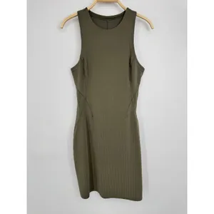 Lululemon Ribbed Softstreme Slim-Fit Tank Dress 8‎ Green Athleisure Casual Mini thumbnail 3