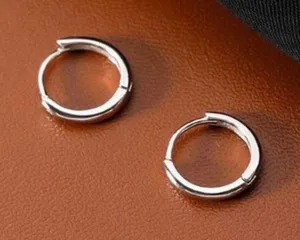 925 Silver Plated Small Hoop Earrings, 10mm Silver Hoop Earrings thumbnail 1
