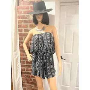Free People Strapless Printed Ruffle Romper Boho Festival Mini S thumbnail 3