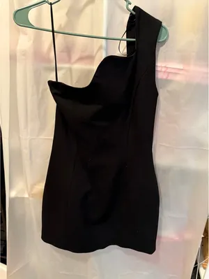 NBD Black One-Shoulder Mini Dress Size S thumbnail 4