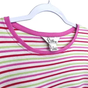 Lilly Pulitzer Striped T-Shirt‎ Pink Green White XL Pima Cotton Short Sleeve Top thumbnail 4