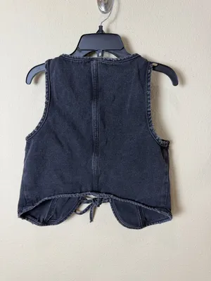 Wild Fable Black Denim Tie Front Vest Top Size Small Distressed Washed Jeans thumbnail 4