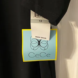 CeCe Elegant Black Women's Blouse size 1X brand new length 25” bust 44” thumbnail 2