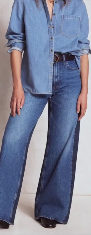 Boden Hotch Potch High Rise Wide Leg Jeans Two Tone Retro Denim Size 26R thumbnail 1