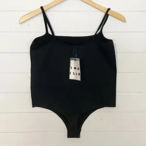Simon Miller‎ Ano Square Neck XL Bodysuit Black Cami thumbnail 5
