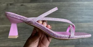 Olivia Miller Angelic Glitter Pink Strappy Kitten Heel Sandal Size 8 thumbnail 1