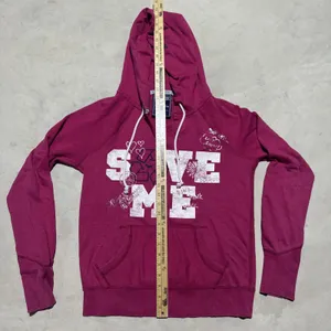 Victoria's Secret VS PINK Graphic Hoodie SAVE ME Pullover V Neck Y2K Women's M thumbnail 4