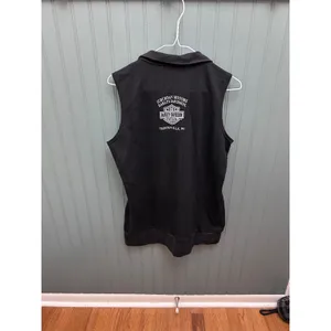 Harley Davidson Womens‎ Vest Full Zip Black Gray Stripe Logo Casual Size L thumbnail 4