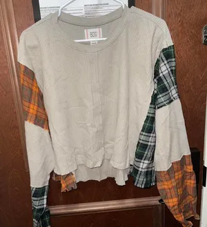 BDG Urban Outfitters Multi-Fabric Crop Shirt - Size Medium thumbnail 1