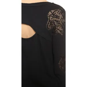 Free People Black Lace Outer Sunset Open Back Tunic Long Sleeve Top M thumbnail 15