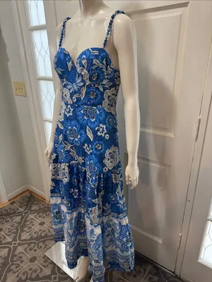 Farm Rio Blue Floral Spaghetti-Strap Maxi Dress thumbnail 7